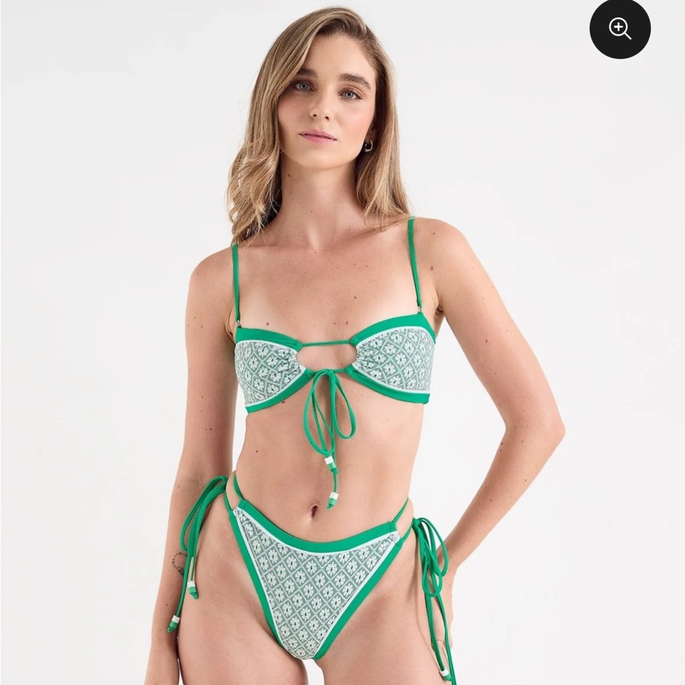 Green Patterned Bikini Set